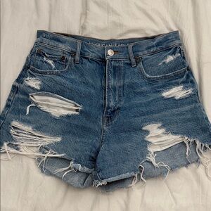 American Eagle Outfitters Women's Ripped Blue Jean Shorts